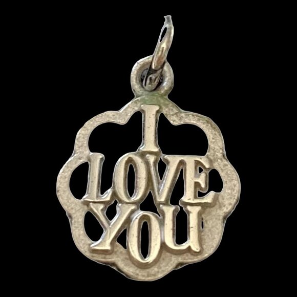 Charm I Love You .5" Wide Scalloped Edges Sterling Silver 925 - Picture 2 of 3